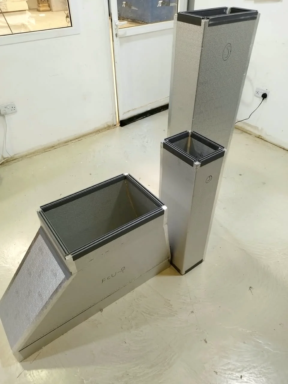 Finished pre-insulated duct sections fabricated at the Mecamac facility in Muscat